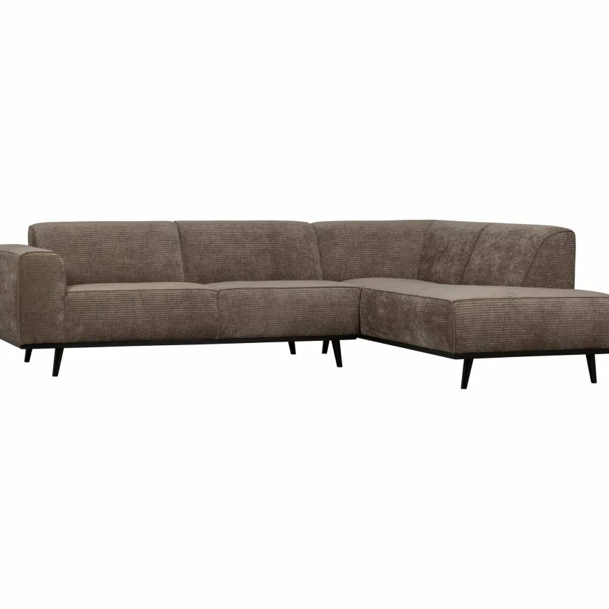 Woood Statement hoekbank rechts platte brede rib taupe