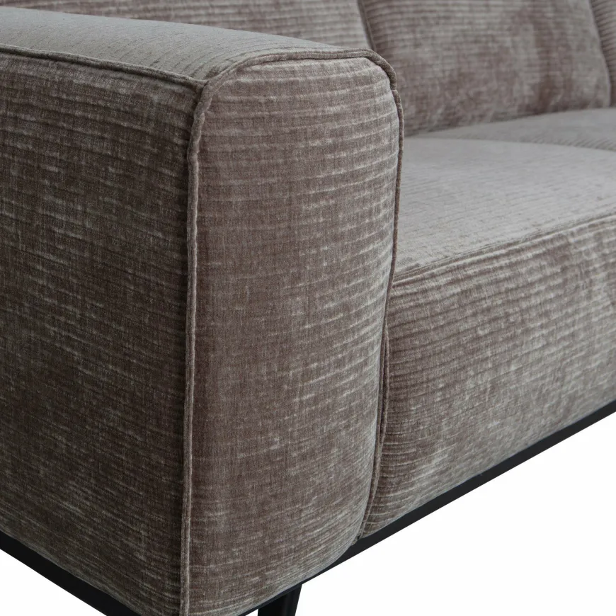 Woood Statement hoekbank rechts platte brede rib taupe
