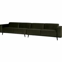 Woood Statement xl 4-zits bank 372 cm fluweel warm groen