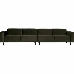 Woood Statement xl 4-zits bank 372 cm fluweel warm groen