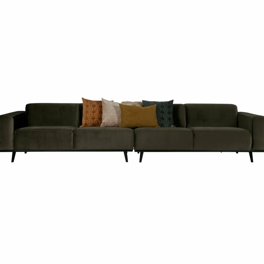 Woood Statement xl 4-zits bank 372 cm fluweel warm groen