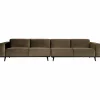 Woood Statement xl 4-zits bank 372 cm fluweel taupe