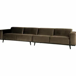 Woood Statement xl 4-zits bank 372 cm fluweel taupe