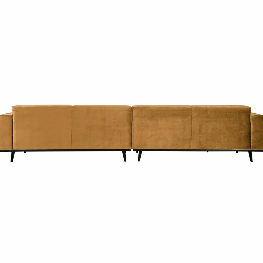Woood Statement xl 4-zits bank 372 cm fluweel honing geel