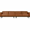 Woood Statement xl 4-zits bank 372 cm lederlook cognac