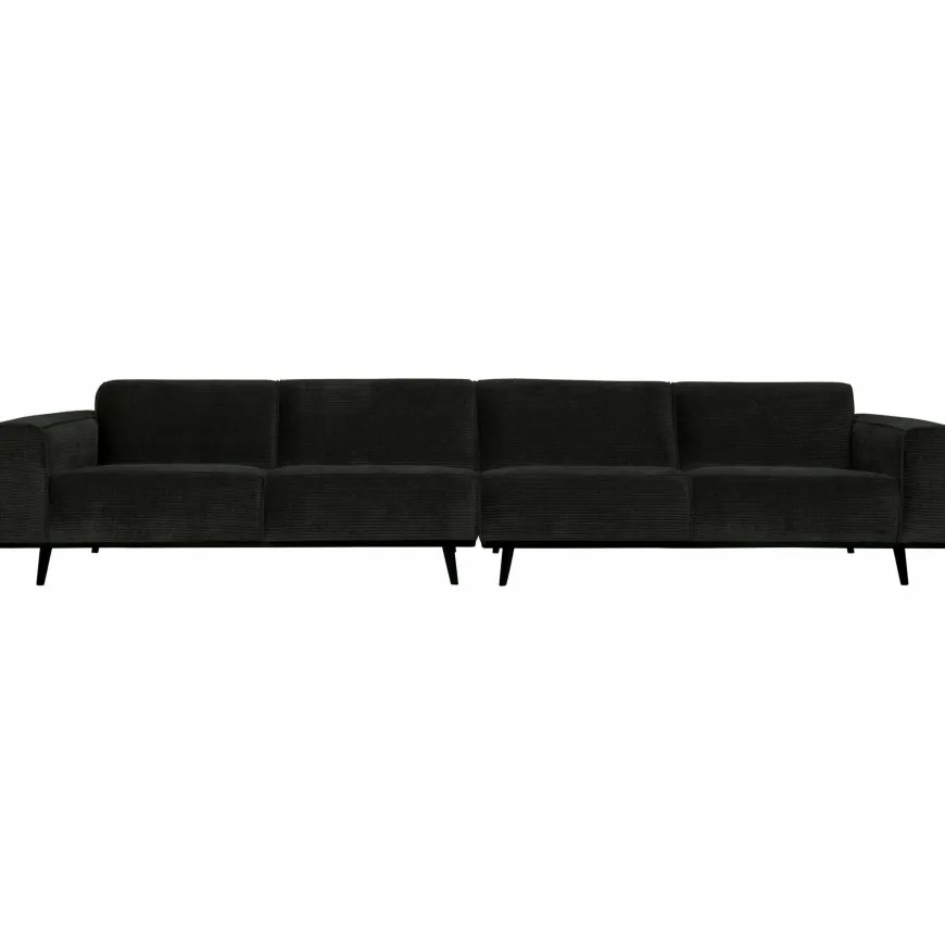 Woood Statement xl 4-zits bank 372 cm platte brede rib graphite