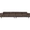 Woood Statement xl 4-zits bank 372 cm platte brede rib taupe