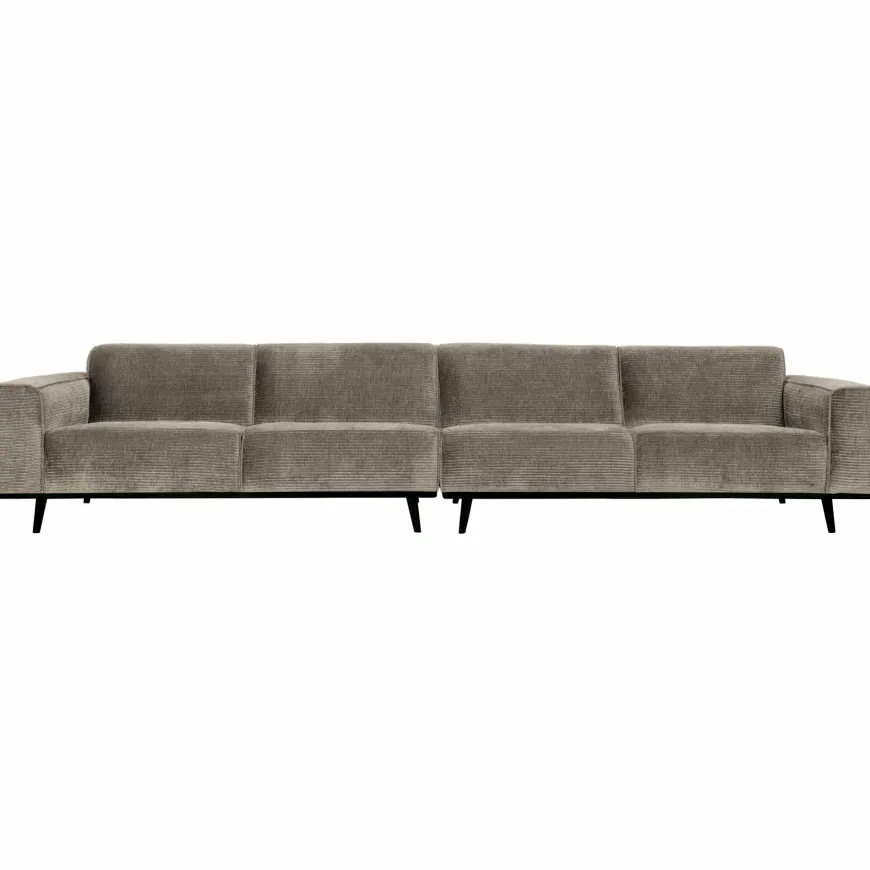 Woood Statement xl 4-zits bank 372 cm platte brede rib clay