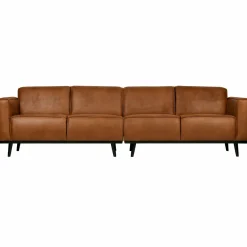 Woood Statement 4-zits bank 280 cm lederlook cognac