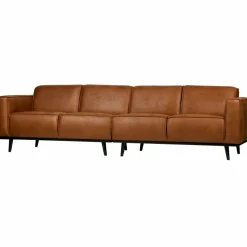 Woood Statement 4-zits bank 280 cm lederlook cognac