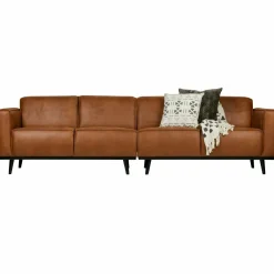 Woood Statement 4-zits bank 280 cm lederlook cognac