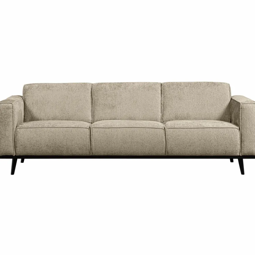 Woood Statement 3-zits bank 230 cm structure velvet wheatfield