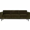 Woood Statement 3-zits bank 230 cm brede platte rib warm groen