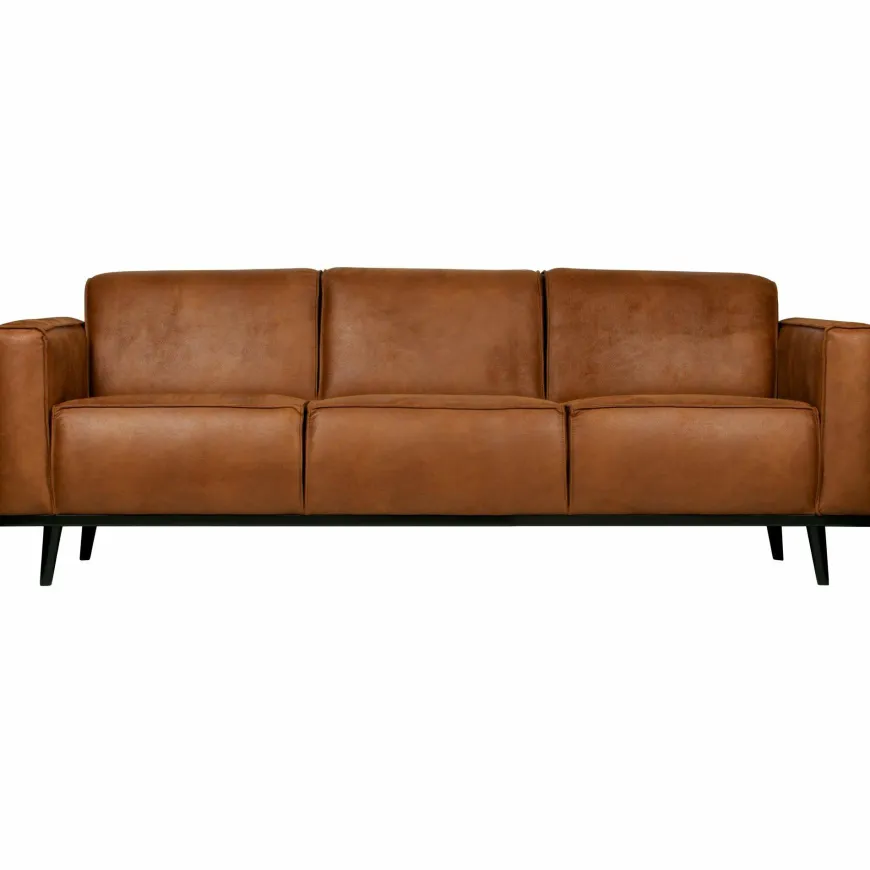 Woood Statement 3-zits bank 230 cm lederlook cognac