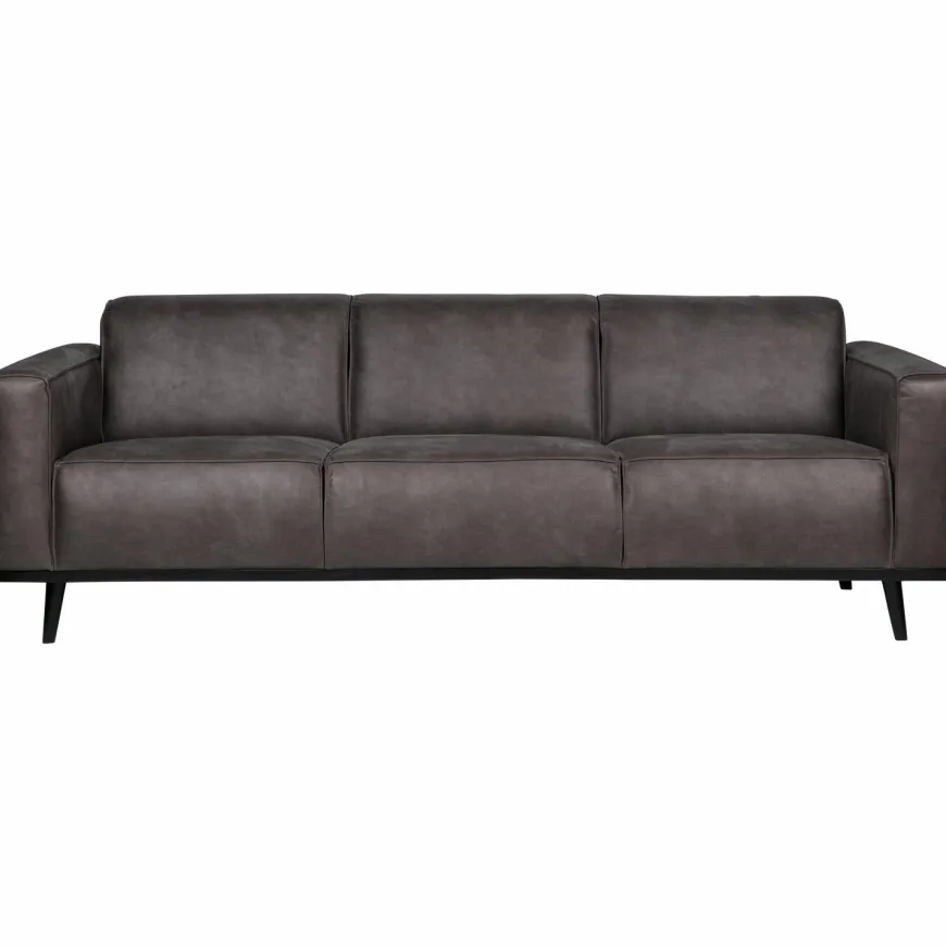 Woood Statement 3-zits bank 230 cm lederlook donkergrijs