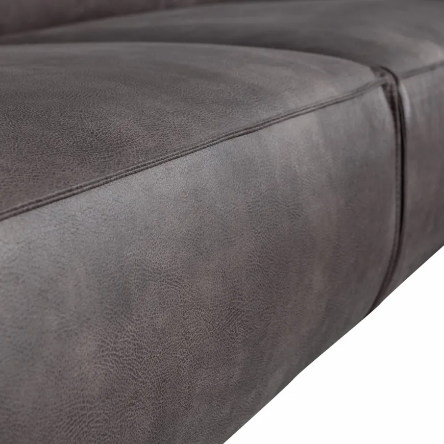 Woood Statement 3-zits bank 230 cm lederlook donkergrijs