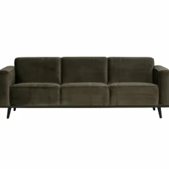 Woood Statement 3-zits bank 230 cm fluweel warm groen