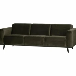 Woood Statement 3-zits bank 230 cm fluweel warm groen