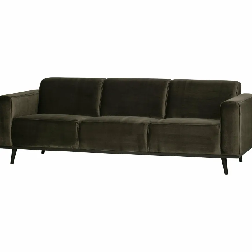 Woood Statement 3-zits bank 230 cm fluweel warm groen
