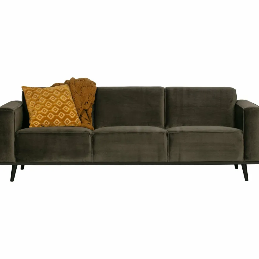 Woood Statement 3-zits bank 230 cm fluweel warm groen