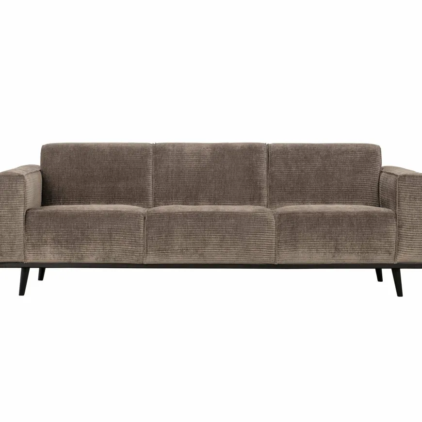 Woood Statement 3-zits bank 230 cm brede platte rib taupe