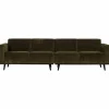 Woood Statement 4-zits bank 280 cm platte brede rib warm groen
