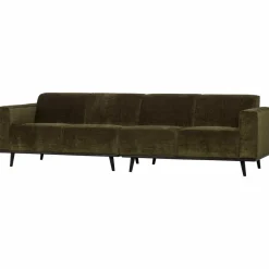 Woood Statement 4-zits bank 280 cm platte brede rib warm groen