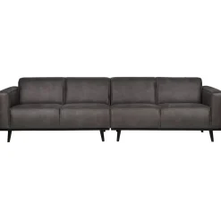 Woood Statement 4-zits bank 280 cm lederlook donkergrijs