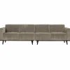 Woood Statement 4-zits bank 280 cm platte brede rib clay