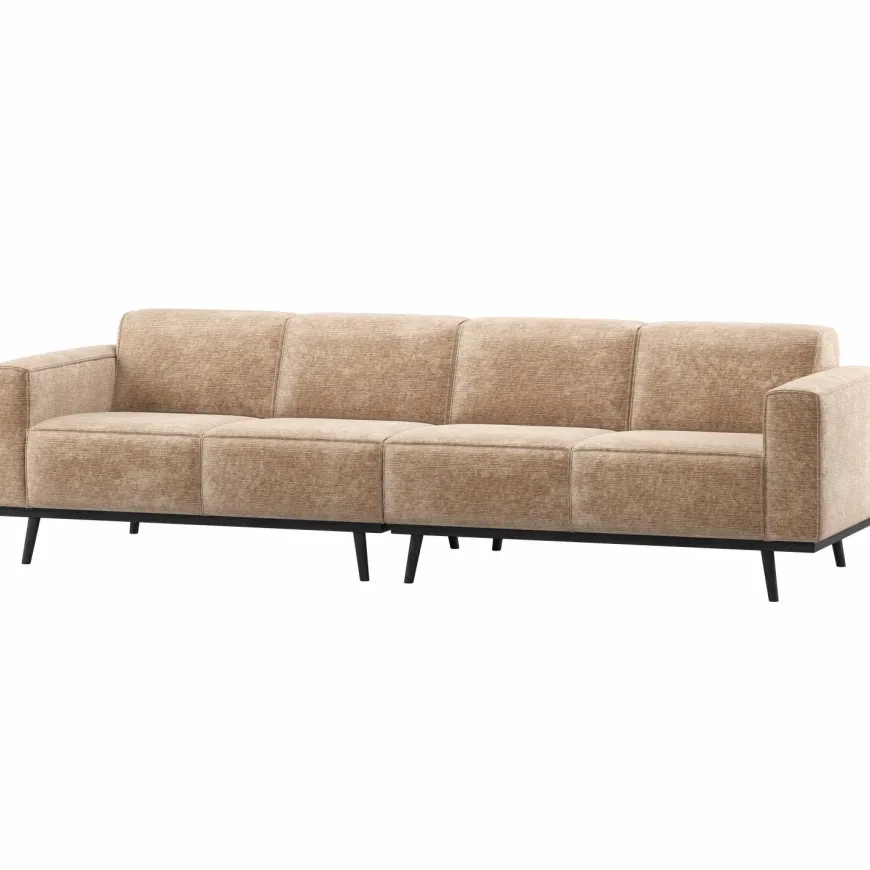 Woood Statement 4-Zits Bank 280 Cm Chenille Velvet Perzikroze