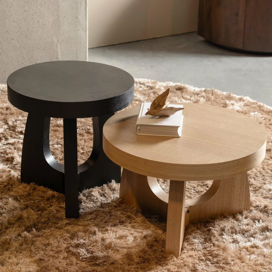 Woood Tala bijzettafel mdf fineer zwart ø45cm