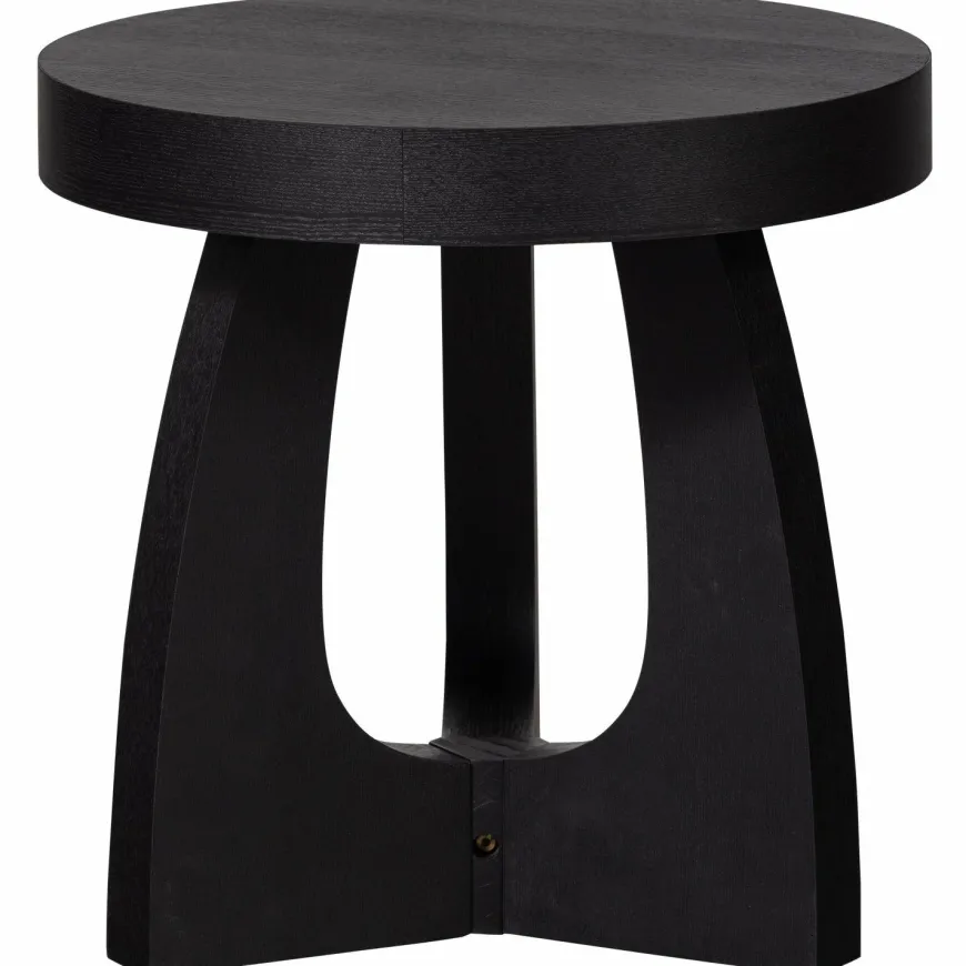 Woood Tala bijzettafel mdf fineer zwart ø45cm