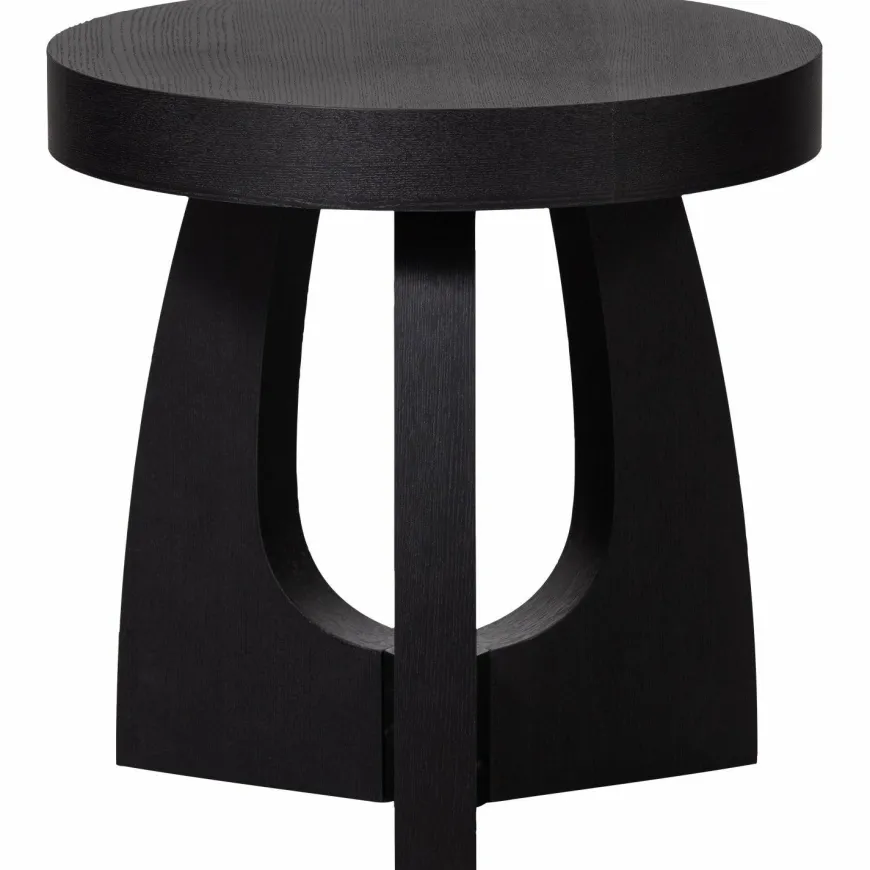 Woood Tala bijzettafel mdf fineer zwart ø45cm