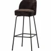 Woood Vogue barstoel 80cm 3d chenille donkerbruin