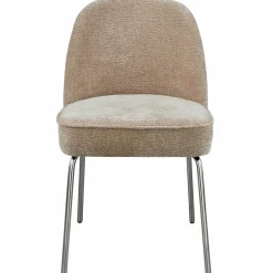 Woood Vogue eetkamerstoel 3d chenille zand chrome poot