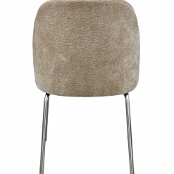 Woood Vogue eetkamerstoel 3d chenille zand chrome poot