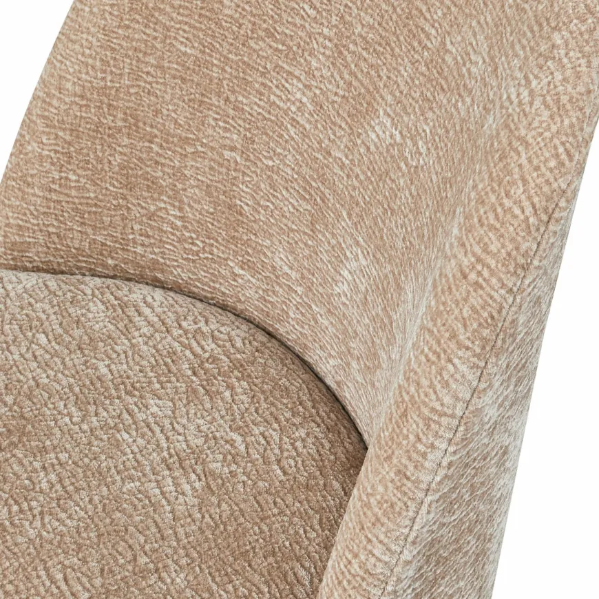 Woood Vogue eetkamerstoel 3d chenille zand chrome poot