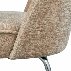 Woood Vogue eetkamerstoel 3d chenille zand chrome poot