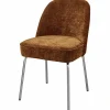 Woood Vogue eetkamerstoel 3d chenille middenbruin chrome poot