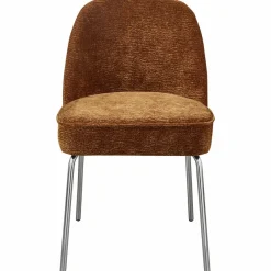 Woood Vogue eetkamerstoel 3d chenille middenbruin chrome poot