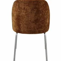 Woood Vogue eetkamerstoel 3d chenille middenbruin chrome poot