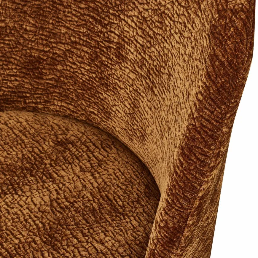 Woood Vogue eetkamerstoel 3d chenille middenbruin chrome poot