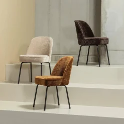 Woood Vogue eetkamerstoel 3d chenille donkerbruin