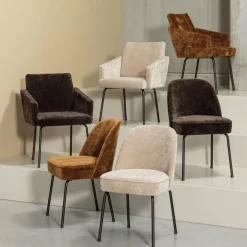 Woood Vogue eetkamerstoel 3d chenille donkerbruin