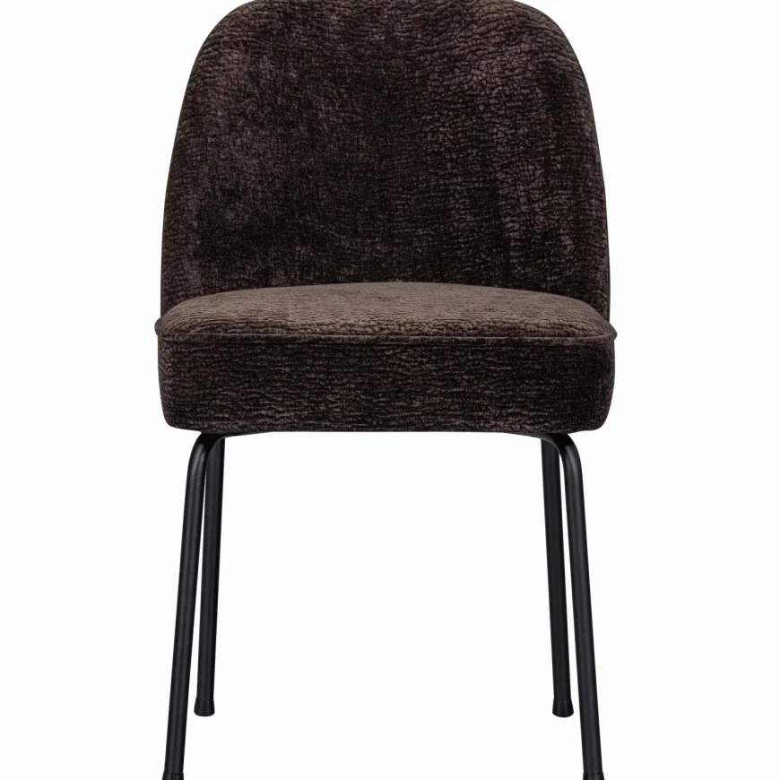 Woood Vogue eetkamerstoel 3d chenille donkerbruin