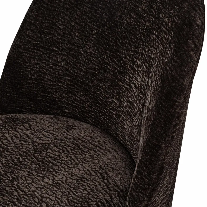 Woood Vogue eetkamerstoel 3d chenille donkerbruin chrome poot