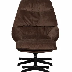 Woood Yaro draaibare fauteuil met hocker espresso