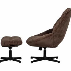Woood Yaro draaibare fauteuil met hocker espresso