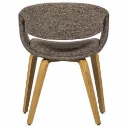 Woood Yossi eetkamerstoel bruin met houten poot naturel